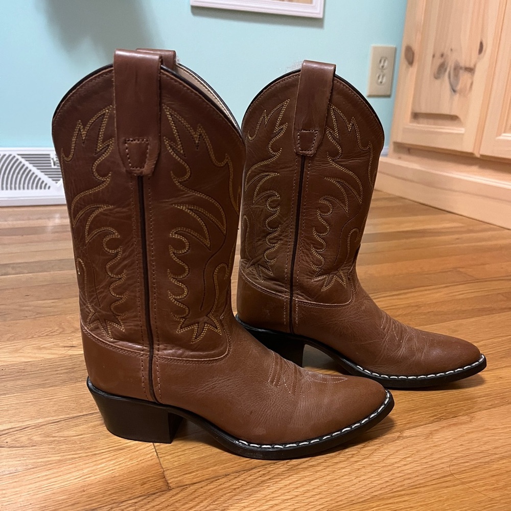 Girls Old West Brown Cowboy Boots size 3